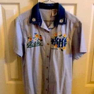 Ladies 100 percent cotton embroidered shirt